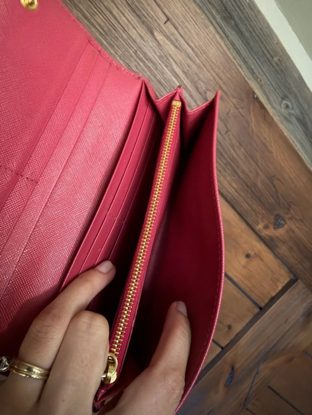 Prada Fucsia Saffiano Leather Bow Continental Wallet - Picture 3 of 9